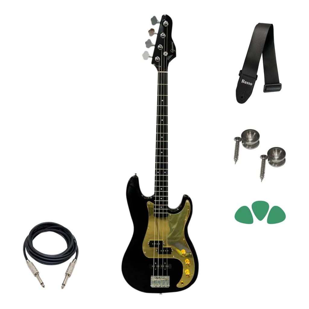 Contra Baixo Giannini Gp-100 4 Cordas Bk/gd Destro Black Env