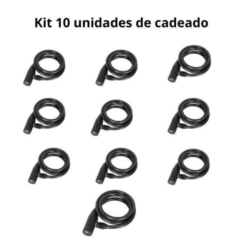 Kit 10 Unidades de Cadeado Para Bicicleta e Moto Com Cabo De Aço 64 Cm