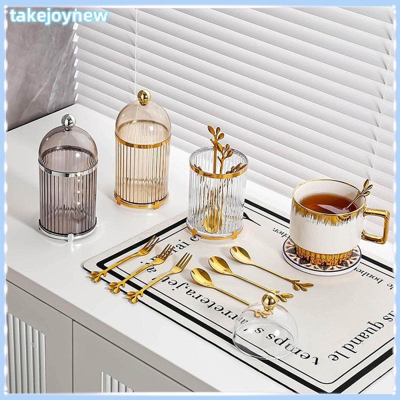 [takejoynewBR] Conjunto Moderno De Vasilha Para Armazenamento De Alimentos Com Colher De Café E Porta-Garfo De Sobremesa
