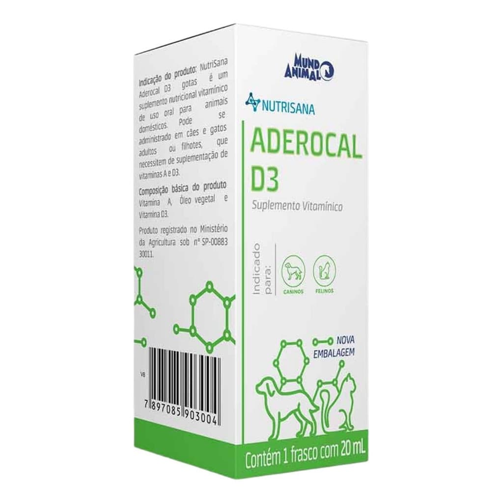 Suplemento Vitamínico Cães/gatos Nutrisana Aderocal D3 20m