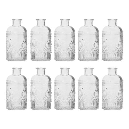 Kit 10 Vasos Decorativos 12,5 Cm Vidro Flores Solitário
