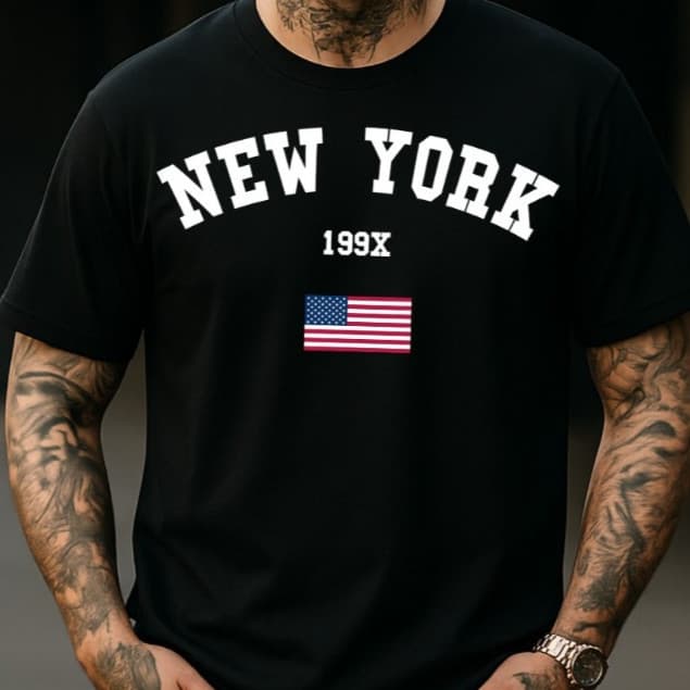 Camiseta Masculina PREMIUM Streetwear 30.1 Estampada NEW YORK  Algodão Fio Penteado
