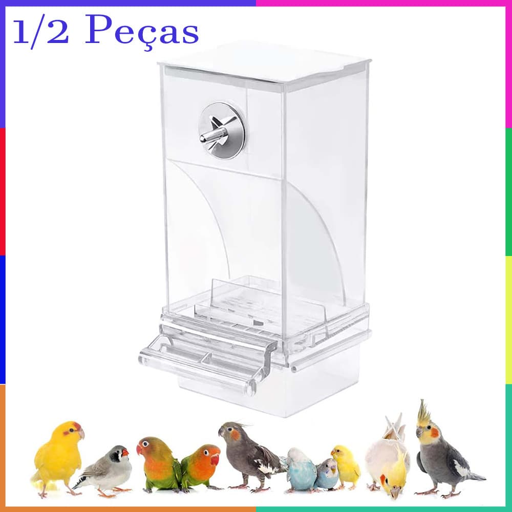 1/ 2 peças de alimentadores automáticos para pássaros, calopsita, recipiente de sementes, pratos de papagaio com poleiro
