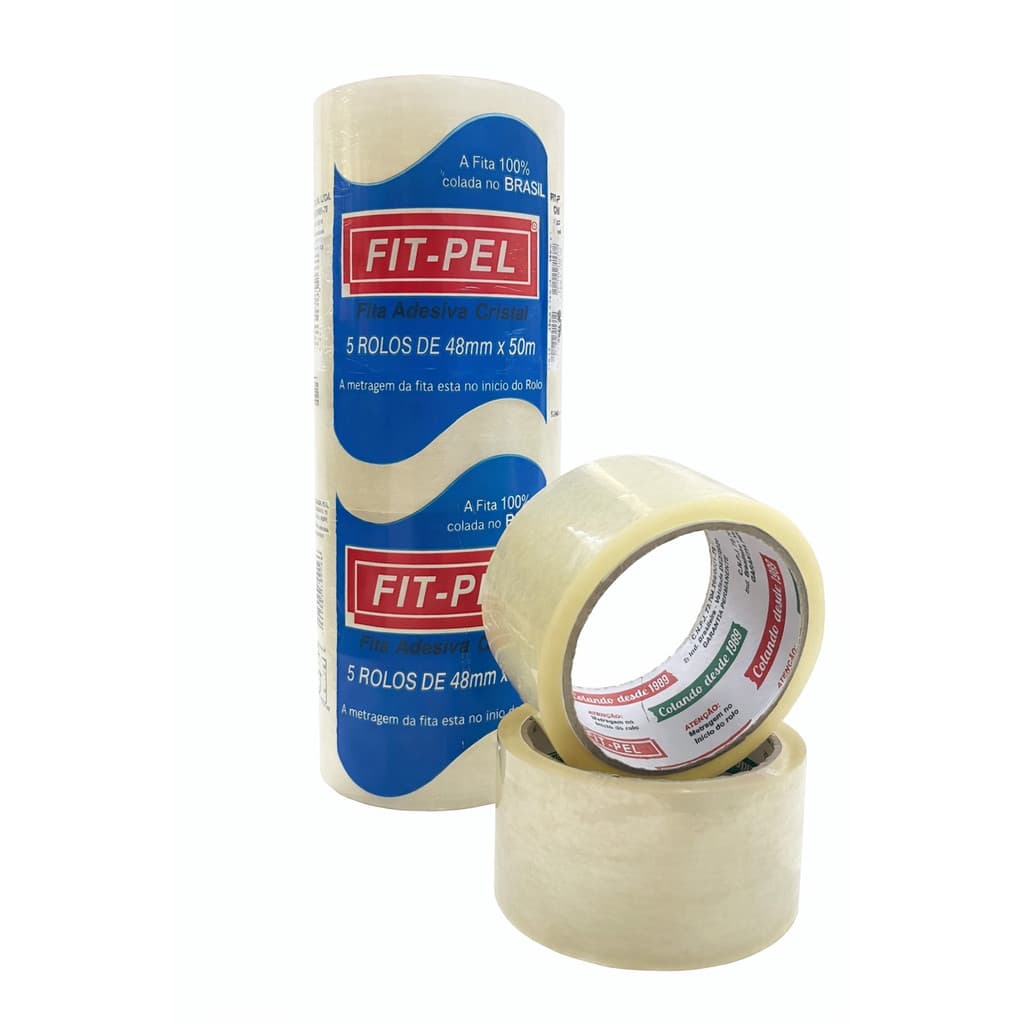 KIT FITA ADESIVA 48MMX50M TRANSPARENTE C/5UND - FITPEL
