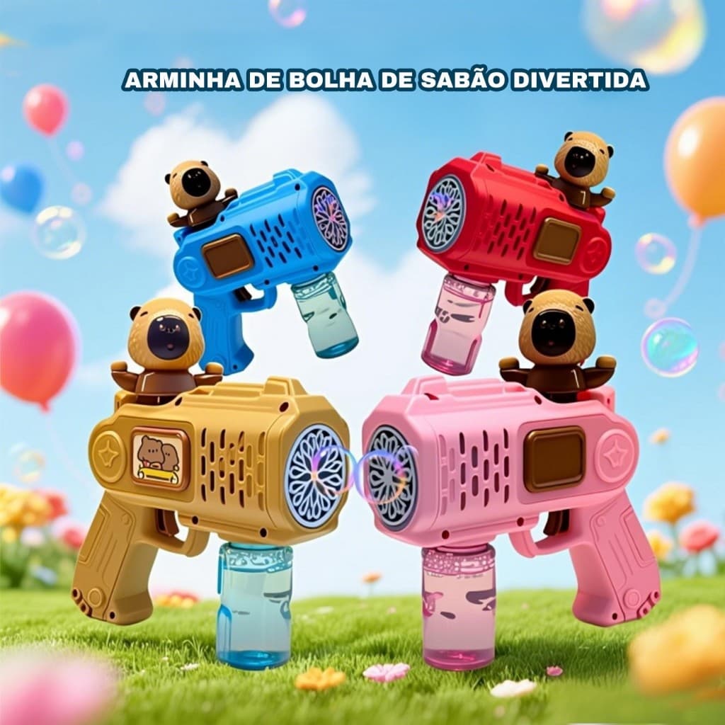 Brinquedo Arminha Capivara – Lança Bolhas de Sabão, Diversão Infantil