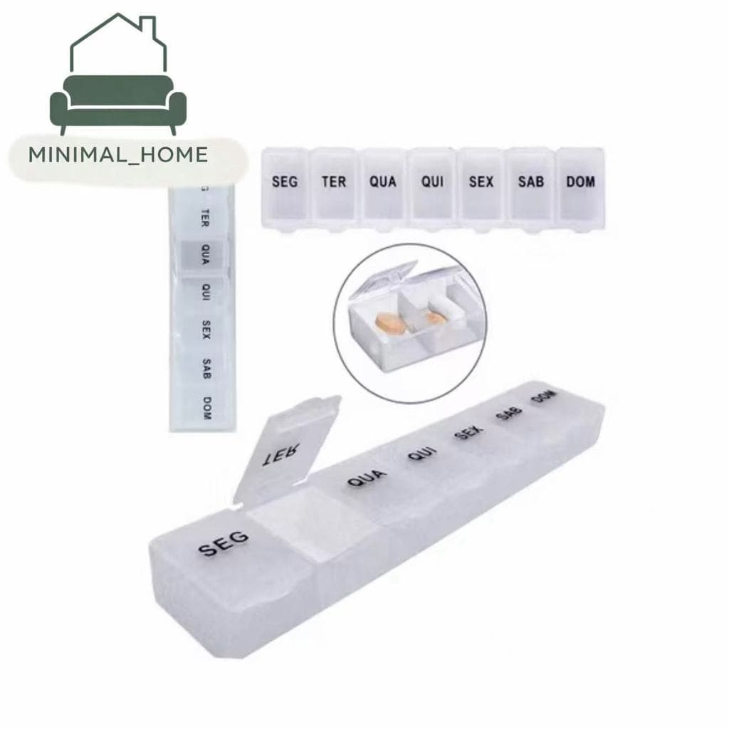 Organizador de Remédios Semanal WJ-026 | Caixa Plástica com Divisórias Individuais | Ideal para Controlar Dose Diária