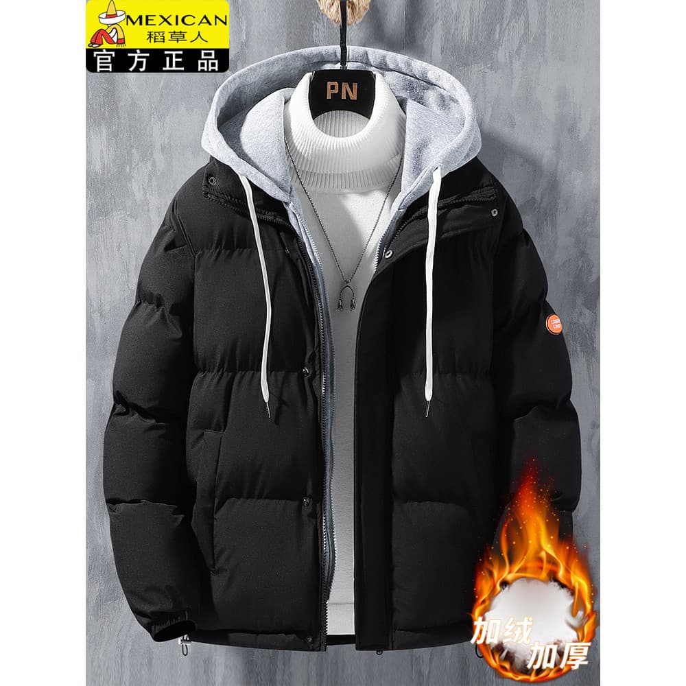 Espantalho Casual com capuz jaqueta acolchoada masculina 2024 inverno nova jaqueta na moda engrossado quente acolchoado