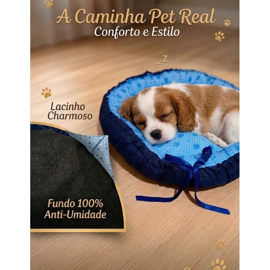 Caminha Pet Redonda dupla face com Lacinho ajustavel – Conforto, luxo, Estilo e Fundo Anti-Umidade