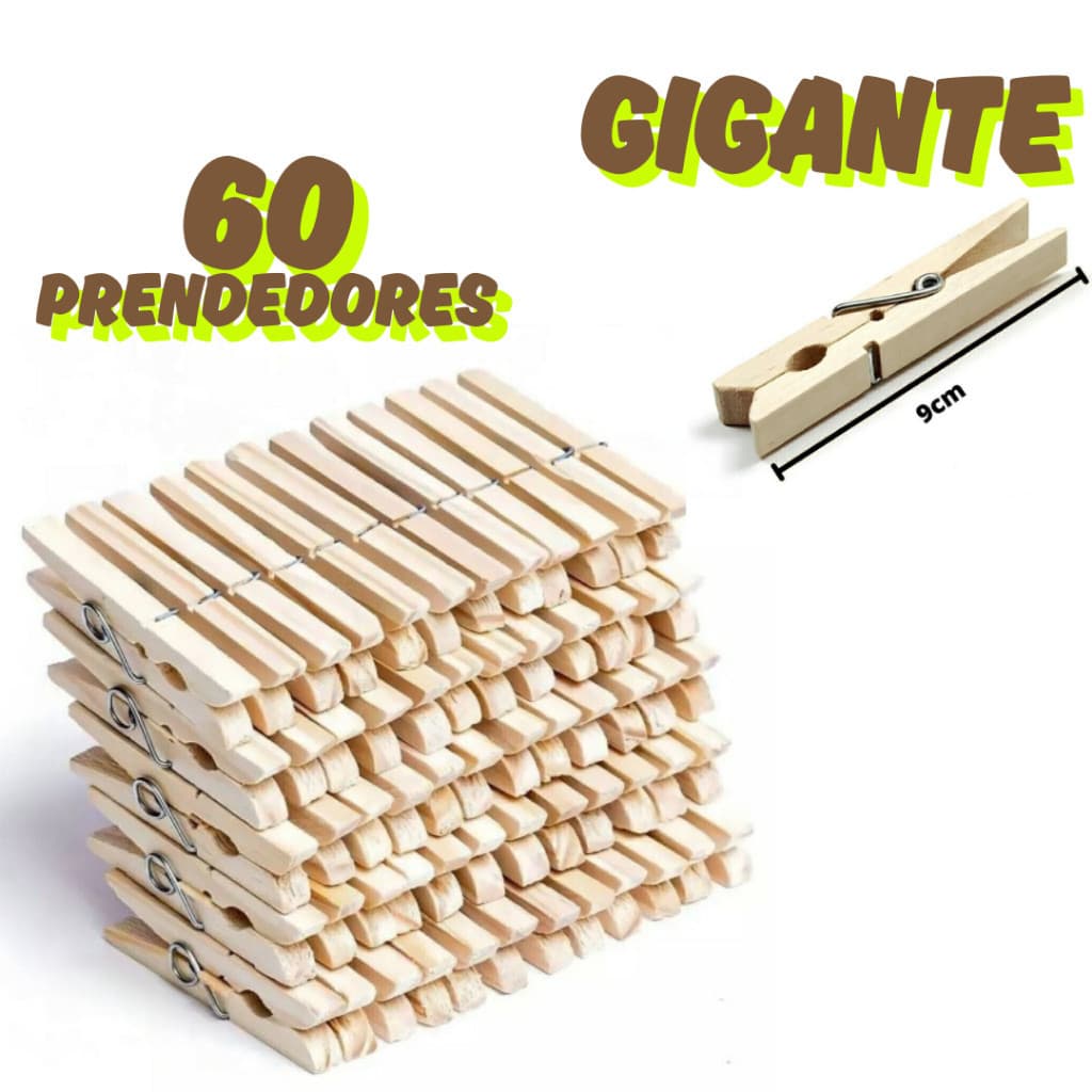 KIT Pregadores de Madeira GIGANTES  Reforçado (12  a 60) Unidades | Resistência e Durabilidade