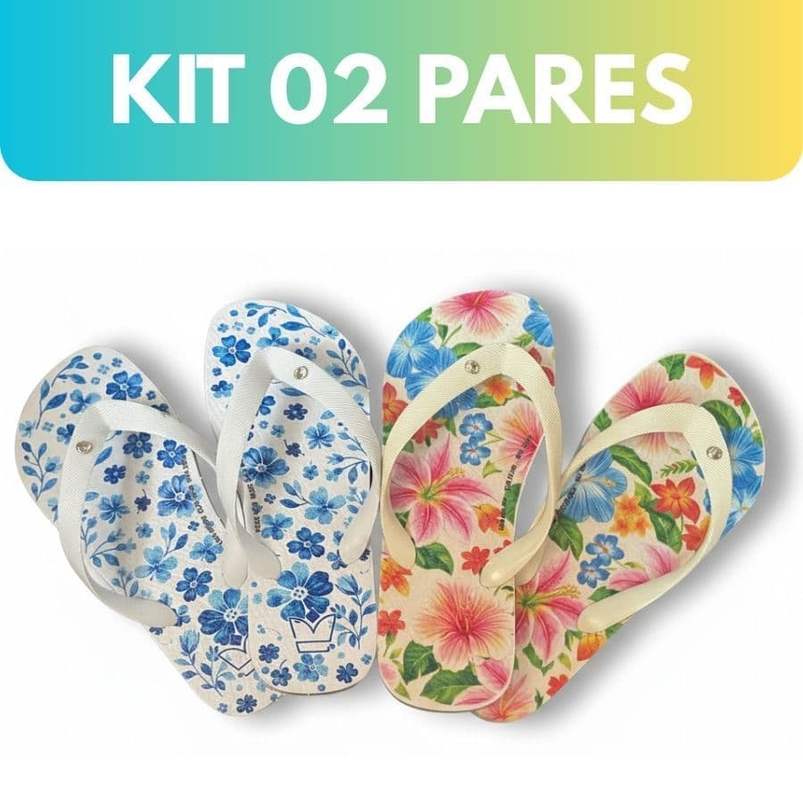 2 pares Chinelos Femininos Estilo Estampado Num. 33/39