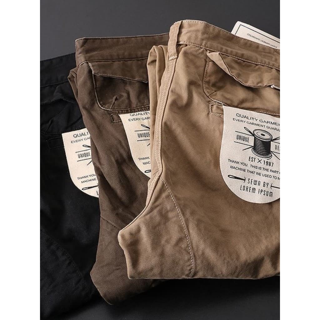 Macacão de algodão puro masculino solto cintura alta tamanho grande calças casuais calças táticas retas Multi-bolso prot