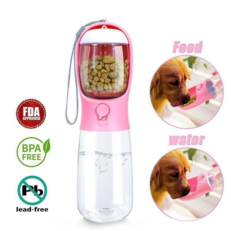 Garrafa de Água para Cães com Recipiente para Comida, Tigela de Água Portátil para Filhotes, Dispensador Portátil para A