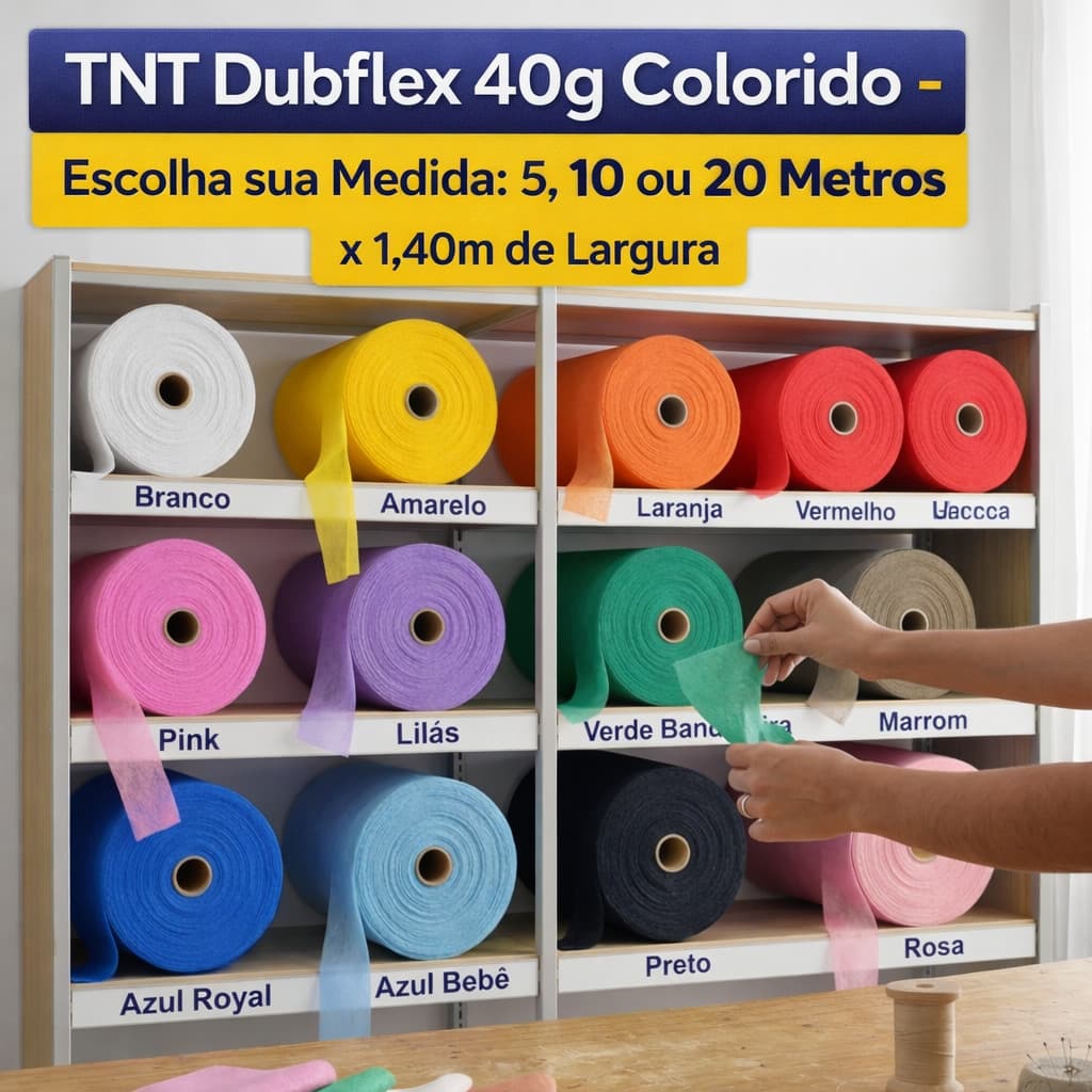 TNT Dubflex 40g Colorido - Escolha sua Medida: 5, 10 ou 20 Metros x 1,40m de Largura