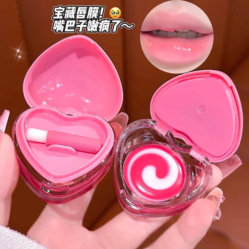 LUCKGO Love Brightening Máscara labial de duas cores hidratante hidratante dormir frutas estudante bálsamo labial Anti-s