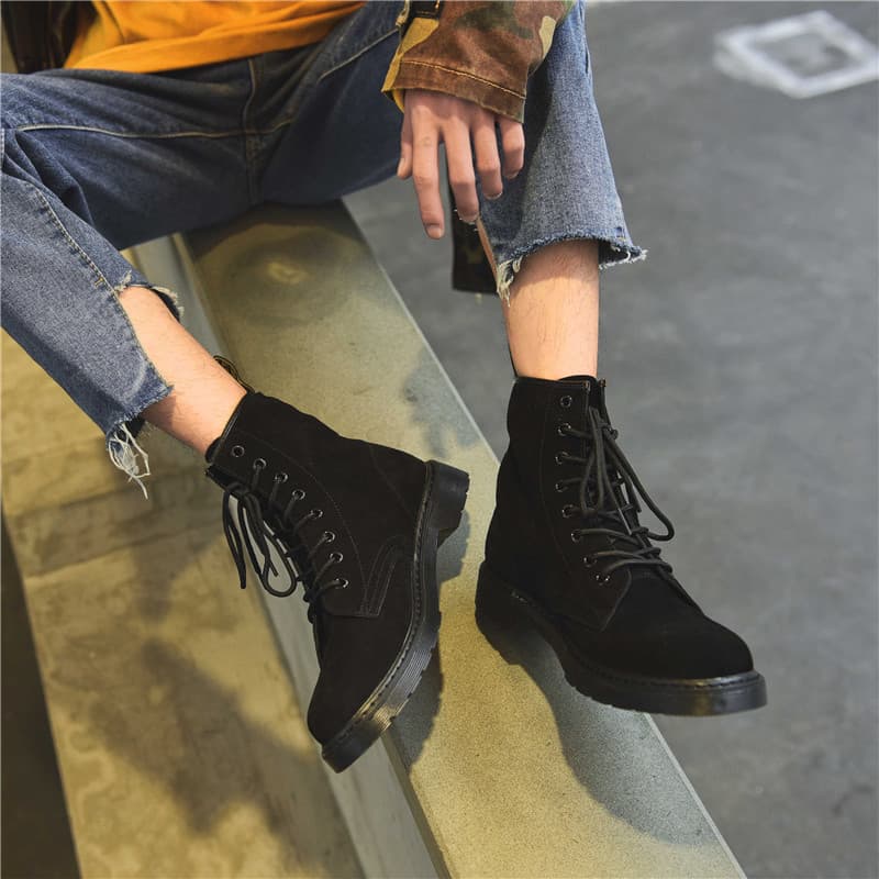 Botas Martin japonesas masculinas de couro fosco de corte médio casal versão coreana All-Match respirável estilo fino co