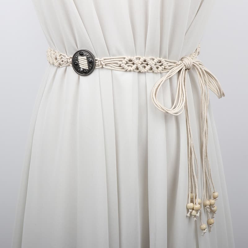Novo estilo étnico cinto trançado feminino boêmio Retro borla decorativa corrente de cintura viagem combinando saia cint