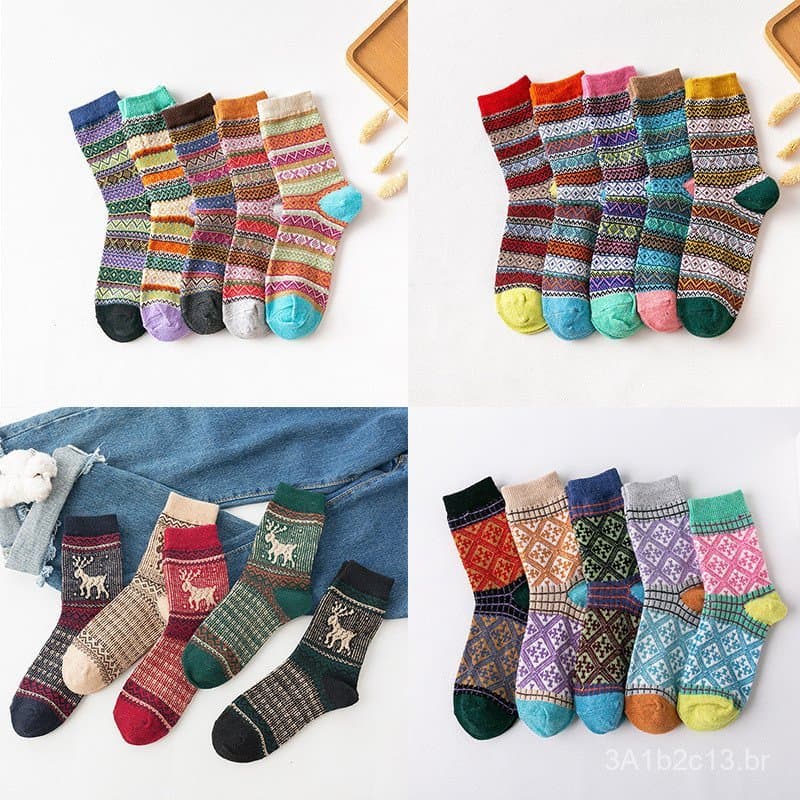 Novas meias de outono e inverno para mulheres, espessas e quentes, meias de lã de coelho para mulheres, meias de caxemir