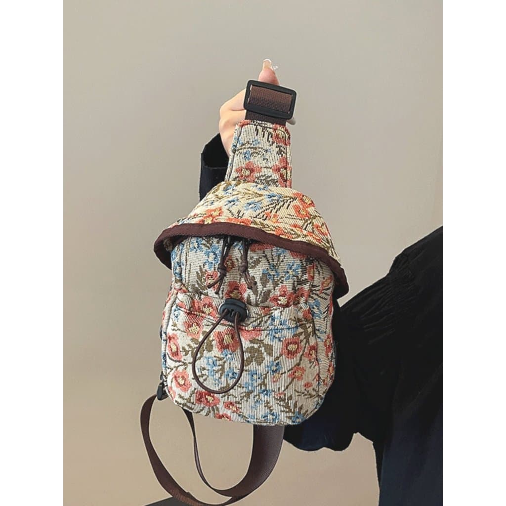 Nicho Design saco feminino 2026 novo estilo Casual lona Floral saco do mensageiro luz menina ciclismo saco de peito na m