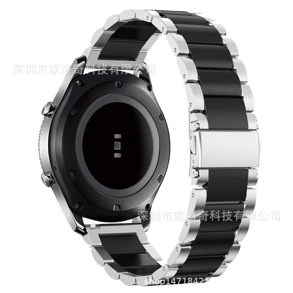Compatível com Samsung Galaxy Watch 6 42MM/46MM, pulseira de metal sólido com três elos em aço inoxidável.