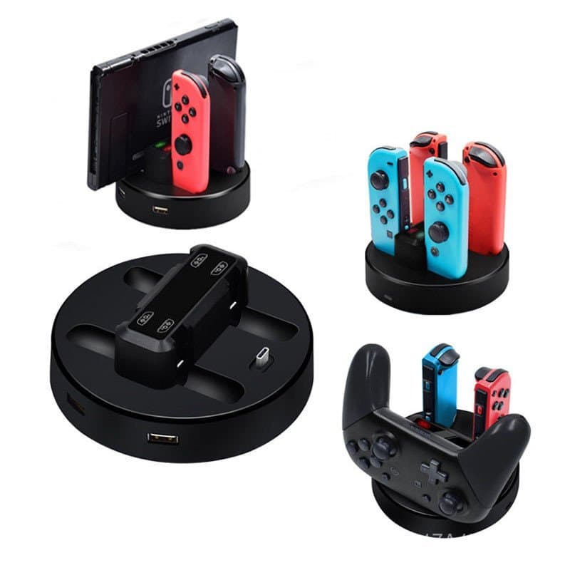 Adequado para carregador de controle de jogos Switch OLED, suporte de carregamento quatro em um para controles esquerdo