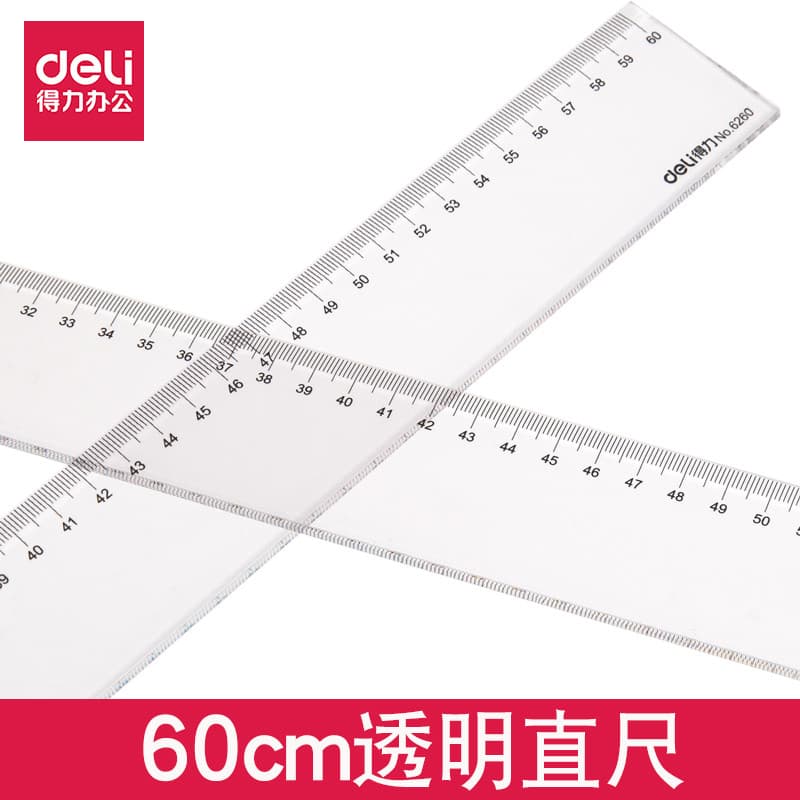 Deli régua transparente estudante papelaria régua de plástico arte ambiente Design 60cm desenho régua centímetro régua