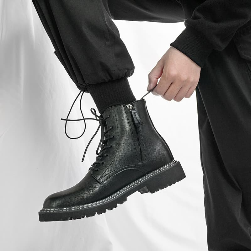 Estilo britânico Martin botas masculinas ins lado zíper estilo couro genuíno botas gerais primavera botas masculinas de