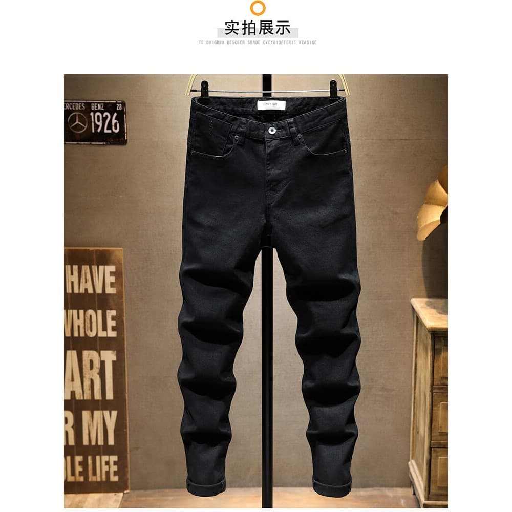 Primavera outono novo estilo cáqui macacão Jeans masculino fino ajuste em linha reta estiramento calças juventude calças