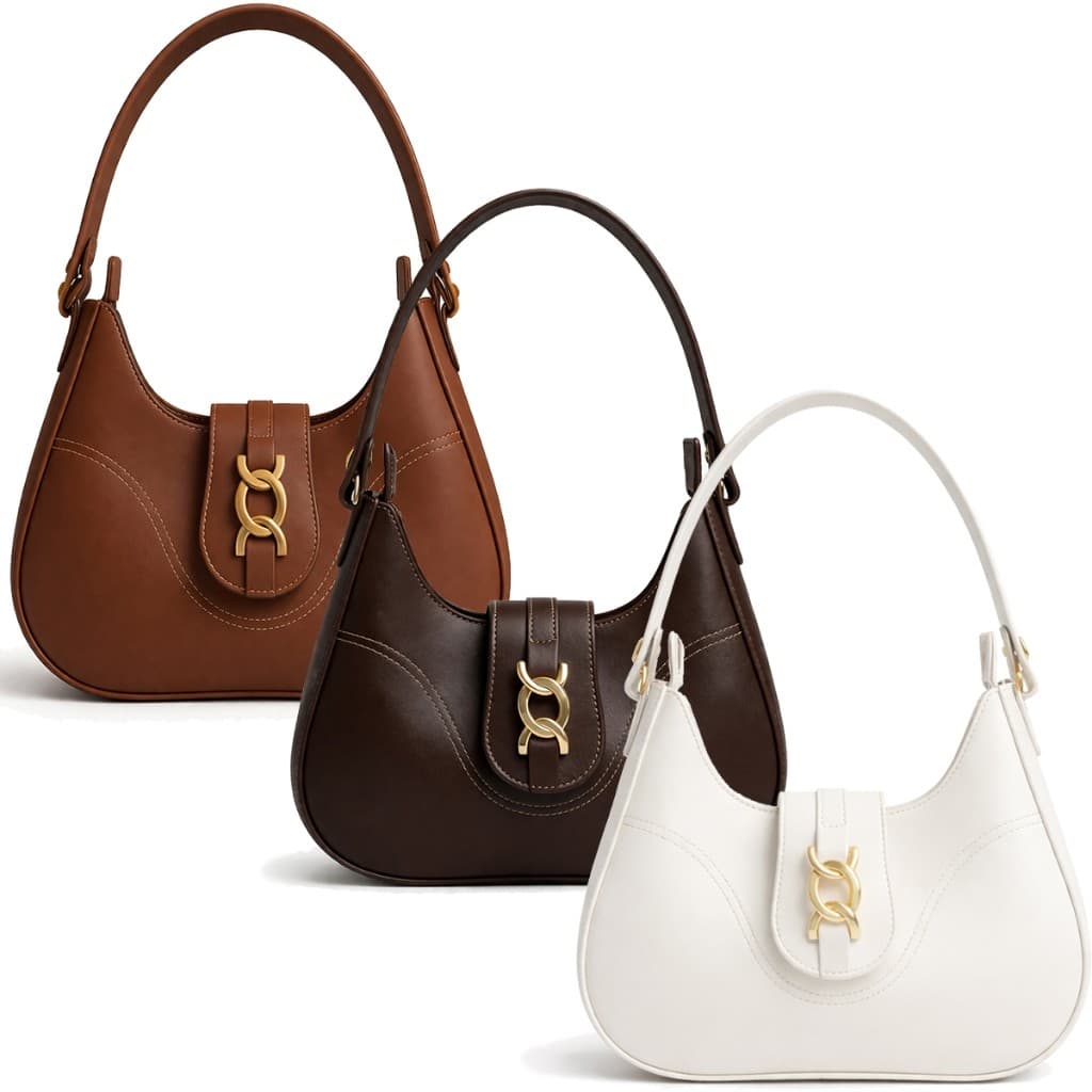 Kit 3 Bolsa Feminina Meia Lua Transversal Pequena De Ombro De Mão