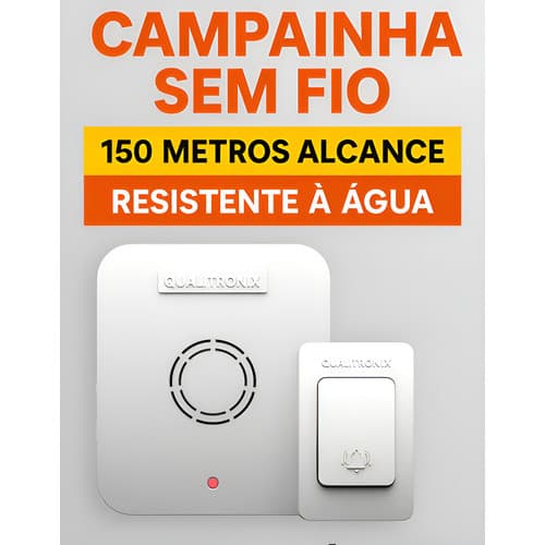 Campainha Residencial Sem Fio Externa 150mts Resistente Água