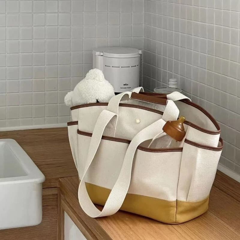 Bolsa para mamãe de grande capacidade Bolsa mensageiro em camadas Bolsa para mãe e bebê