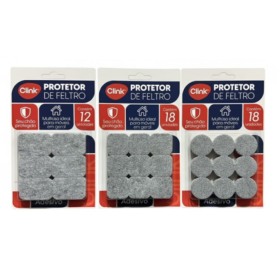 Protetor de Feltro Adesivo Kit Multiuso para Móveis e Piso (12 ou 18 Unidades)