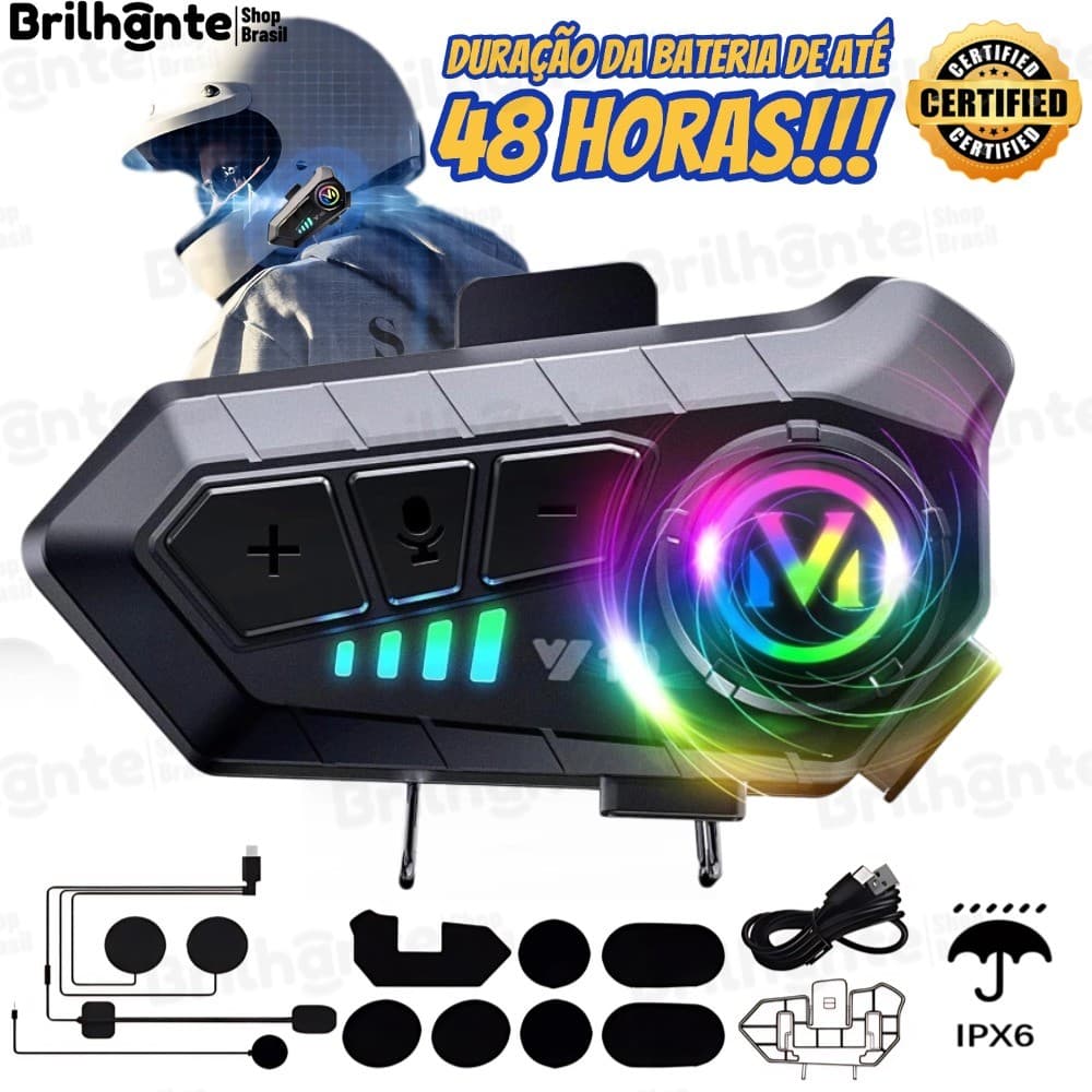 Atualizar Y10 Motocicleta Sem Fio Bluetooth 5.3 Fone de Ouvido Capacete Intercom Kit de Chamadas Mãos Livres À Prova D'Á
