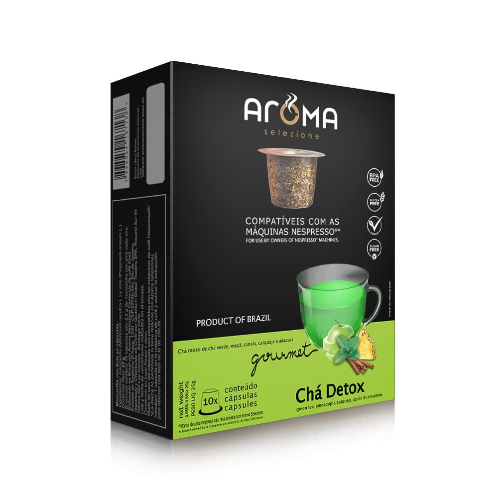C谩psulas de Ch谩 Detox Aroma - Compat铆veis com Nespresso庐 - 10 un.
