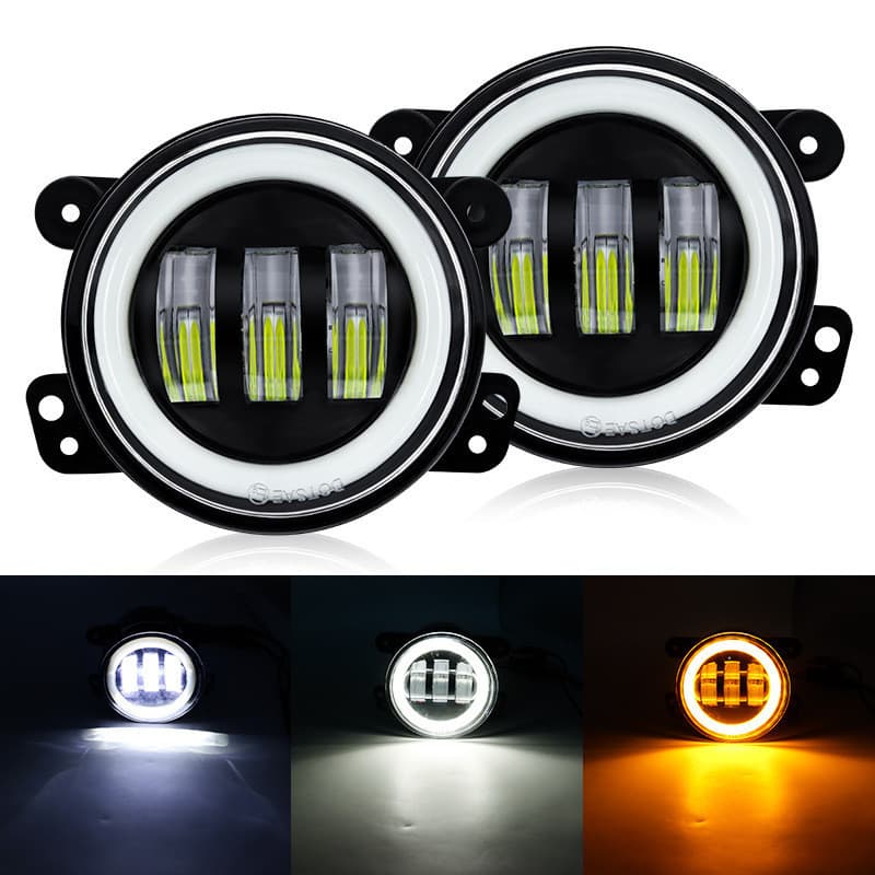 Luz de neblina Angel Eye de LED de 4 polegadas de cor dupla para carro em promoção, veículo off-road Wrangler Love