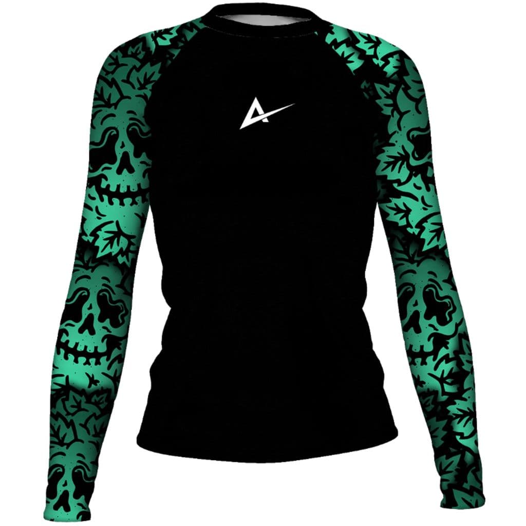 Blusa Compressão Feminina Caveira Verde Manga Longa