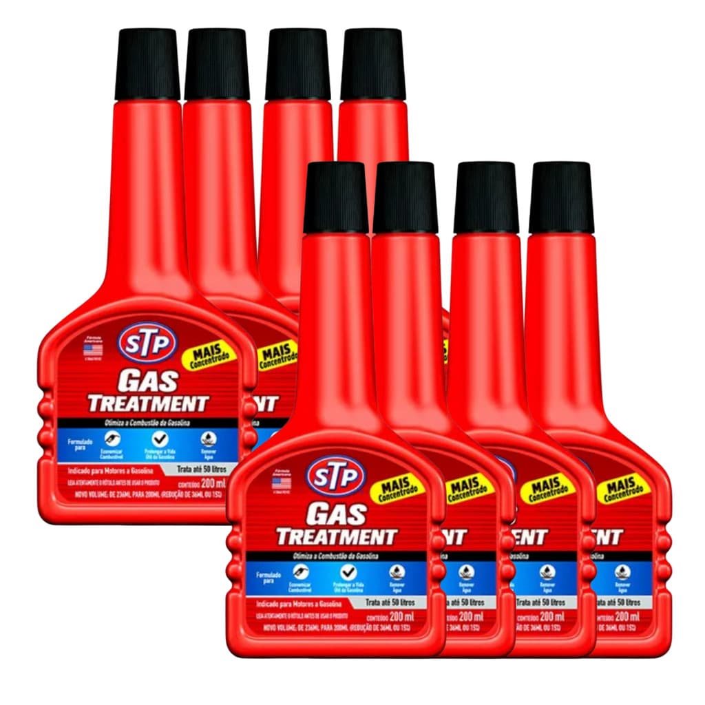 Kit 8 Aditivos Gas Treatment 200ml para Gasolina Limpeza do Combustível
