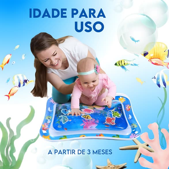 Tapete Infantil Atividades Para Bebês Inflável Interativo Aquario Almofada Sensorial Menino e Menina