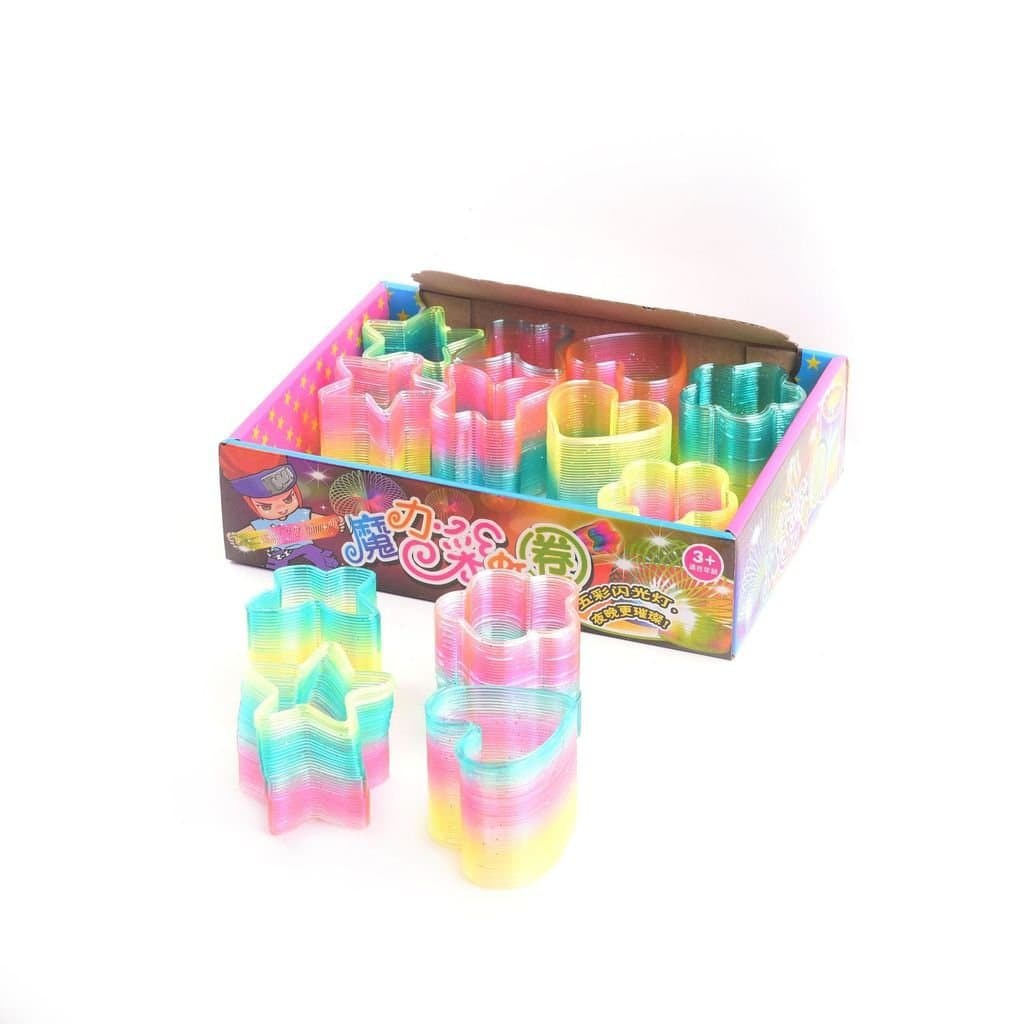 Anéis transparentes de arco-íris de tamanho médio em várias formas, coração, pentagrama, flor de ameixa, brinquedos de a