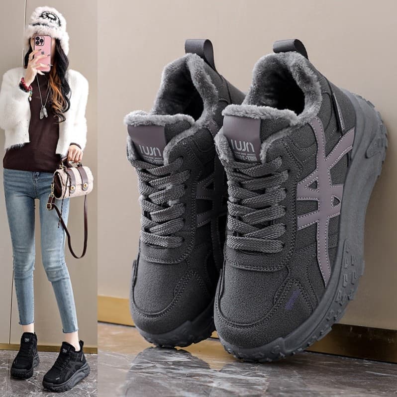 2025 sapatos femininos de venda quente pisando na merda sentir sola grossa pequeno inverno novo estilo forro de lã sapat