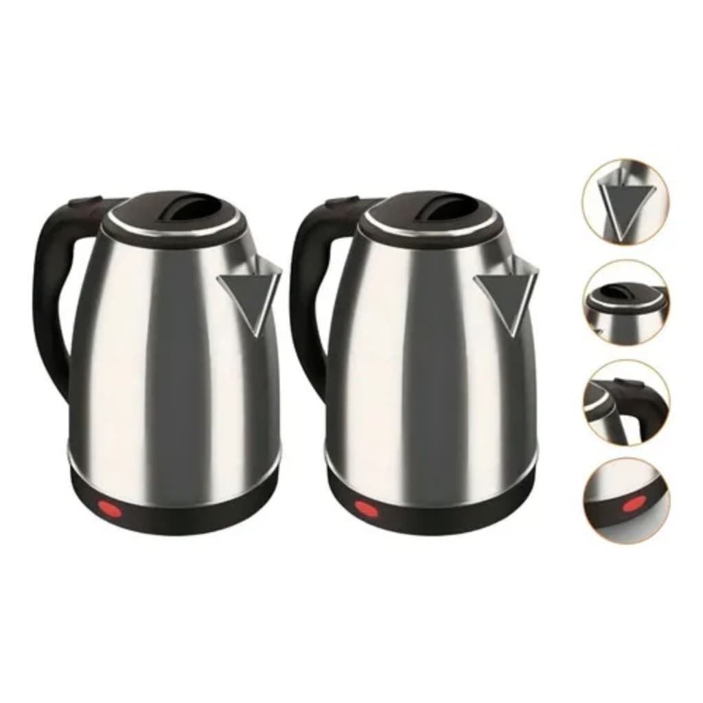 Kit com 2 Chaleira Eletrica Inox Jarra 220v 1500W Agua Quente Kit Envio Imediato