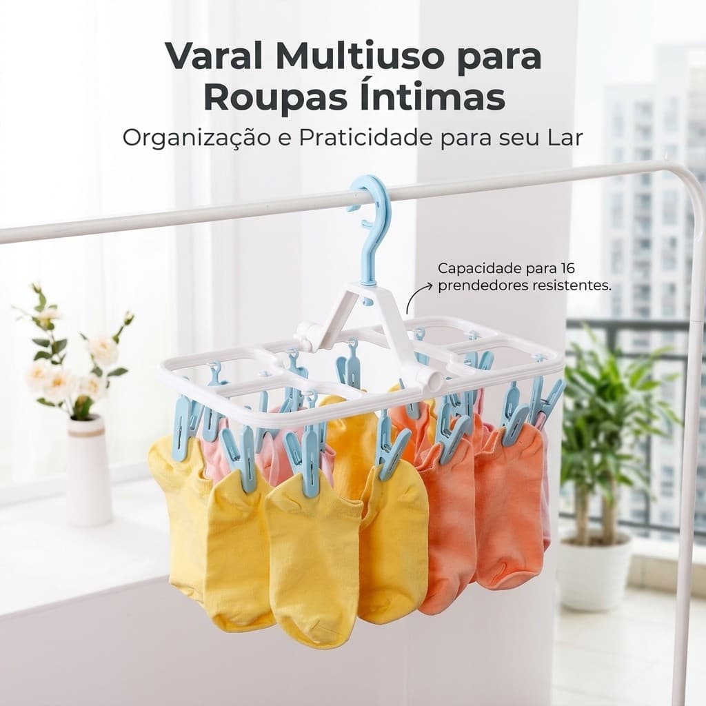 Varal Giratoria Para Roupas intimas apartamento Dobravel Reforçado com 12 OU 16 pregadores