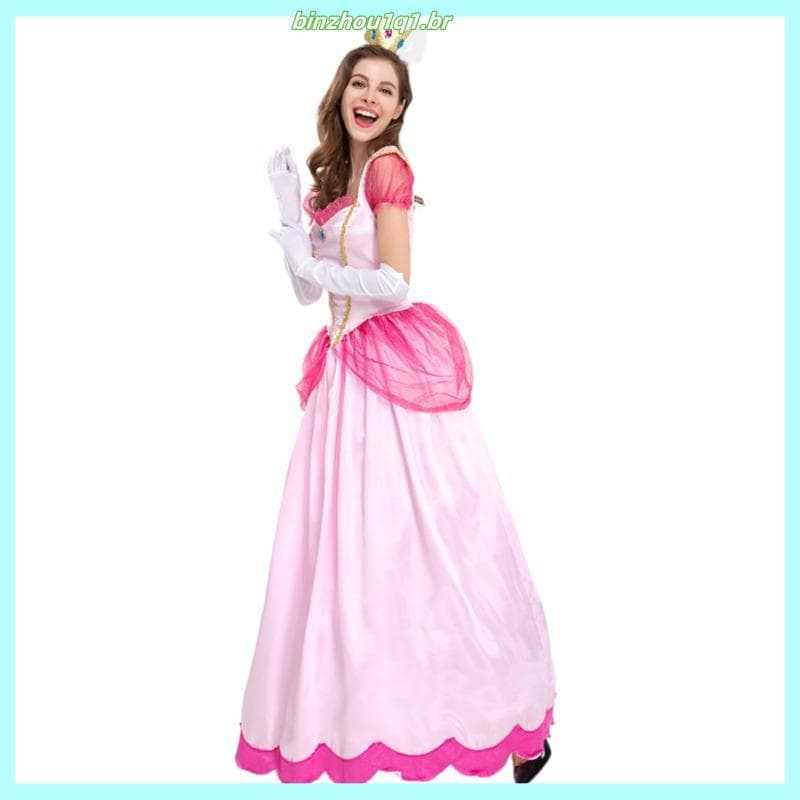 Super Mario Bros Vestido De Princesa Pêssego Para Mulheres Mary Cosplay Festa De Halloween Rainha Noite De Palco