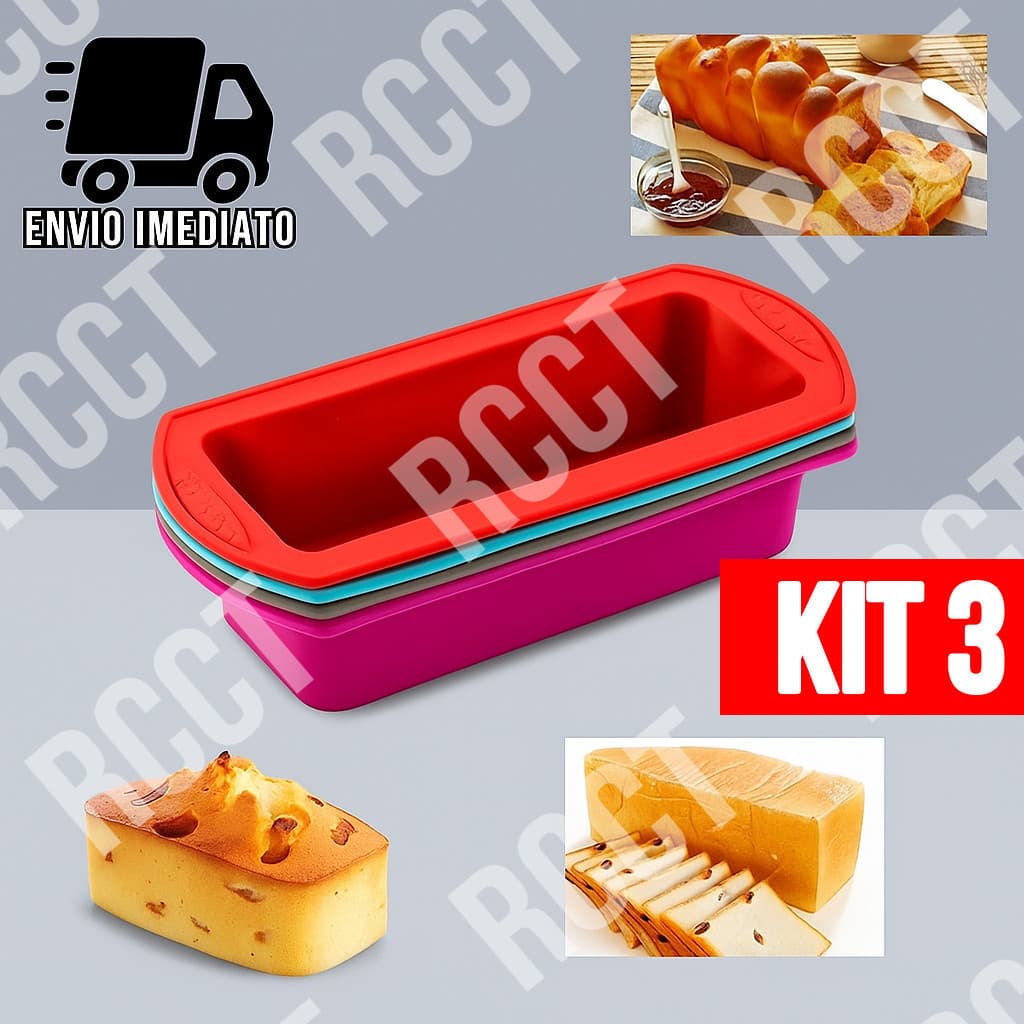 Kit 3 Forma de Silicone Para Pão Bolo e Doces Antiaderente Resistente ao Calor