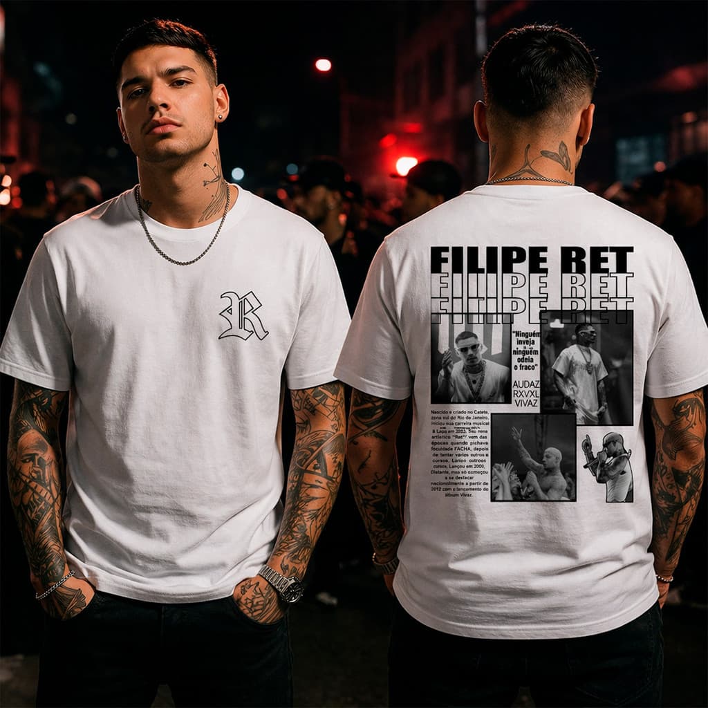 Camiseta Básica Streetwaer Camisa Algodão MC Rapper Filipe Ret Trap