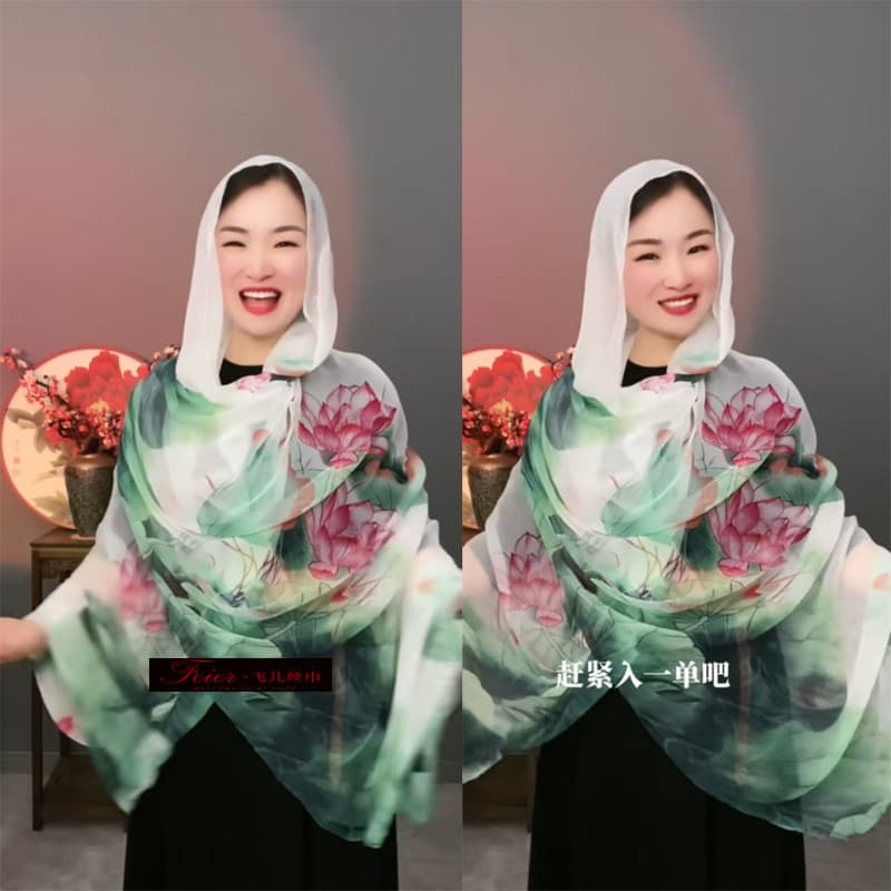 2026 novo estilo lenço de seda crocodilo enrugado gaze cachecol primavera outono inverno estilo longo feminino All-Match