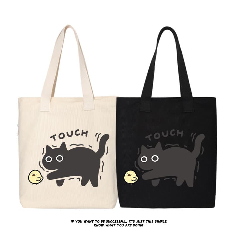 Xiuluo touch Black Cat Tote Bag Novo estilo Design japonês Bolsa de lona Bolsa de ombro Crossbody