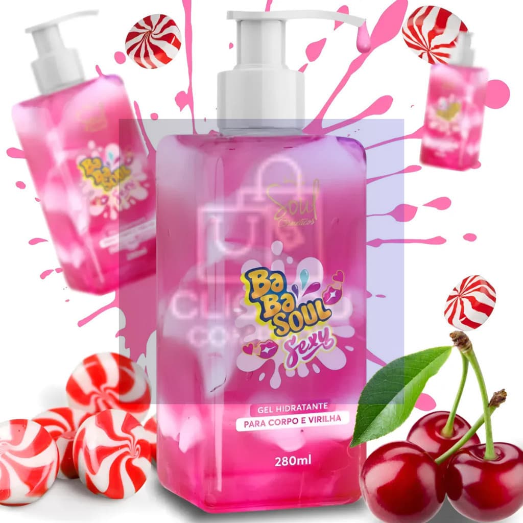 Creme Hidratante Corporal Comestível Amarena Com Creme 280ml Virilha Pernas Aromático