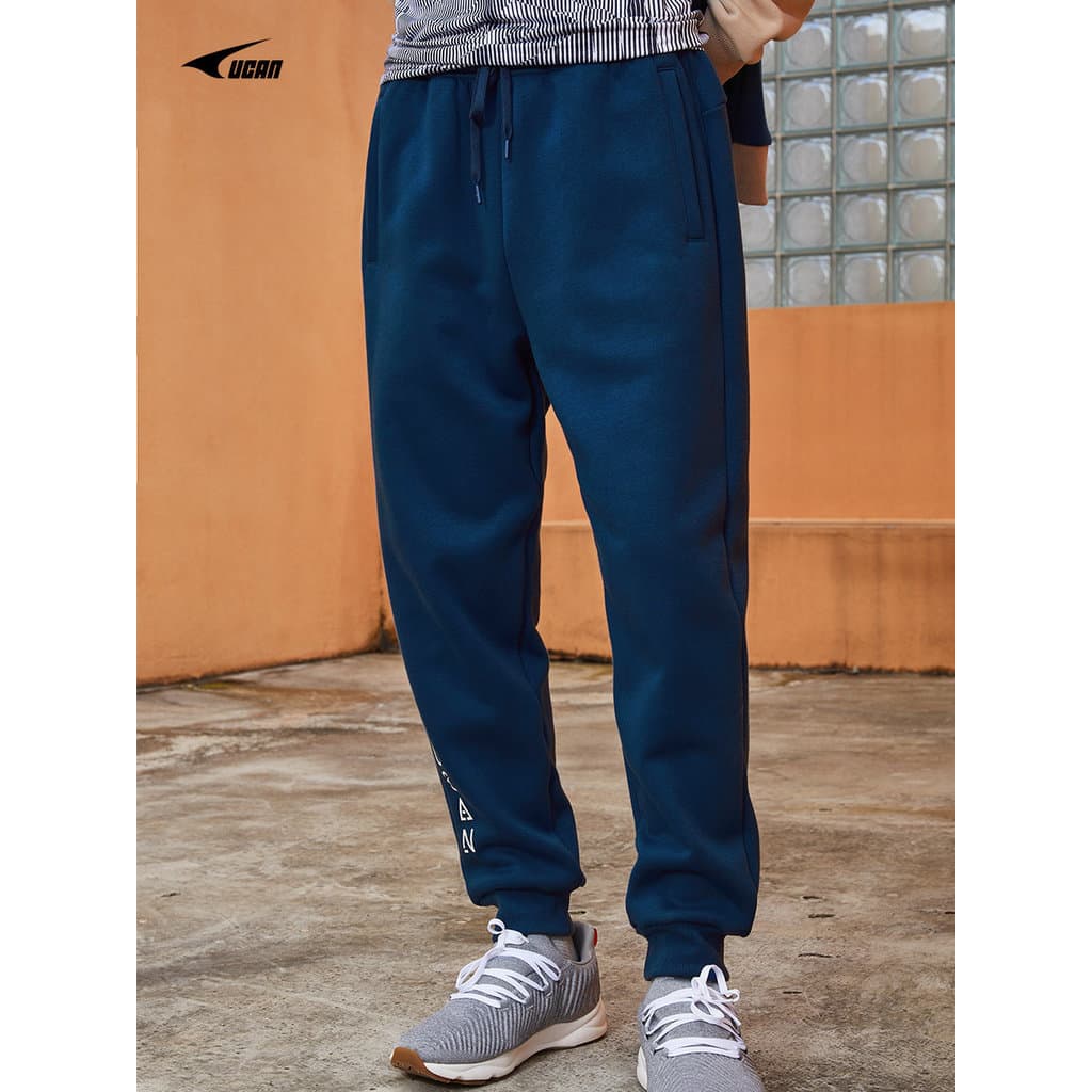 Ucan ucan calças esportivas masculinas casuais Sweatpants engrossado quente calças de treinamento esportivo inverno forr