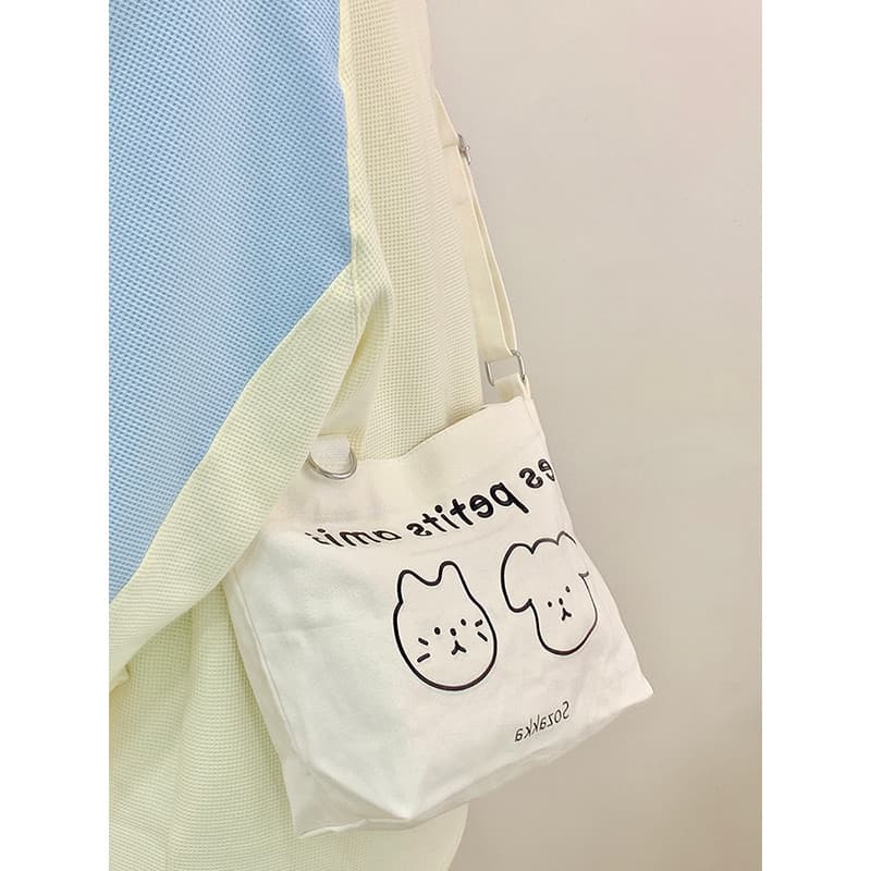 Japonês Harajuku estilo simples Mori lona pequena bolsa arte Retro menina pequena bolsa de ombro Original Graffiti saco