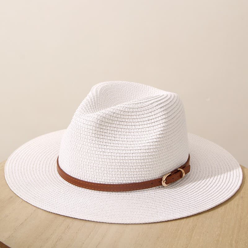 Chapéu de verão masculino feminino branco de aba larga chapéu panamá juventude rua tiro férias cinto pequeno chapéu supe
